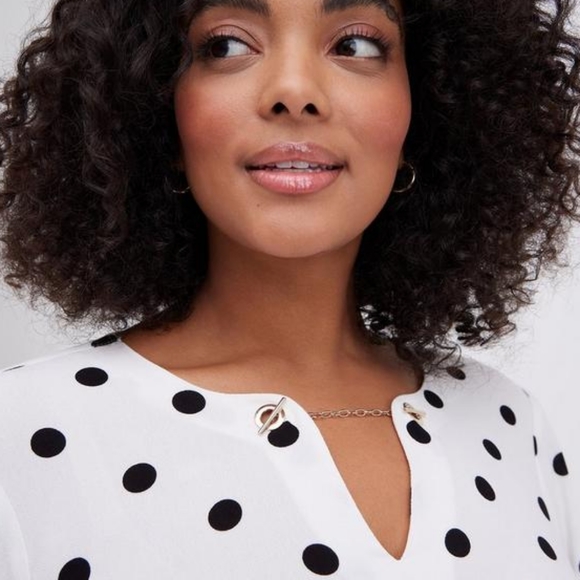 Worn 1x Torrid Crepe Chain Detail Blouse - Picture 7 of 10